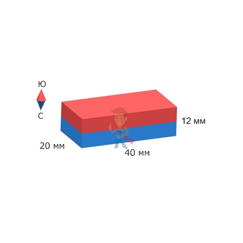 Ферритовый магнит прямоугольник 40х20х12 мм - фото 7