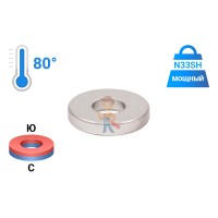 Неодимовый магнит прямоугольник 80х60х40 мм - Неодимовый магнит кольцо 20х8.1х3.5мм, N33SH