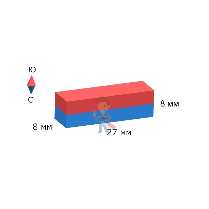 Ферритовый магнит прямоугольник 27х8х8 мм - фото 4