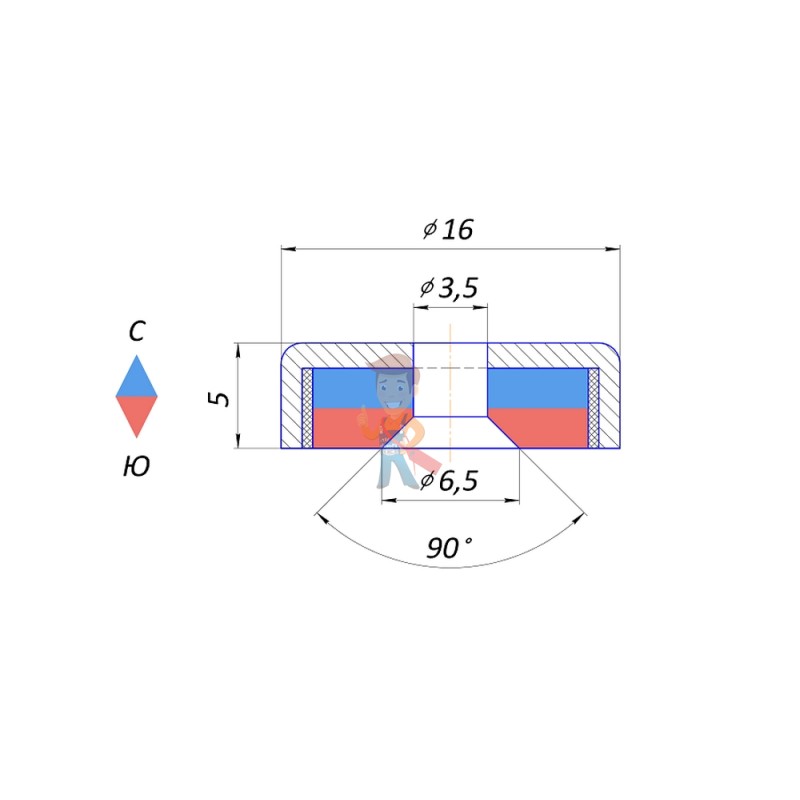 Магнитное крепление с отверстием А16 - фото 4